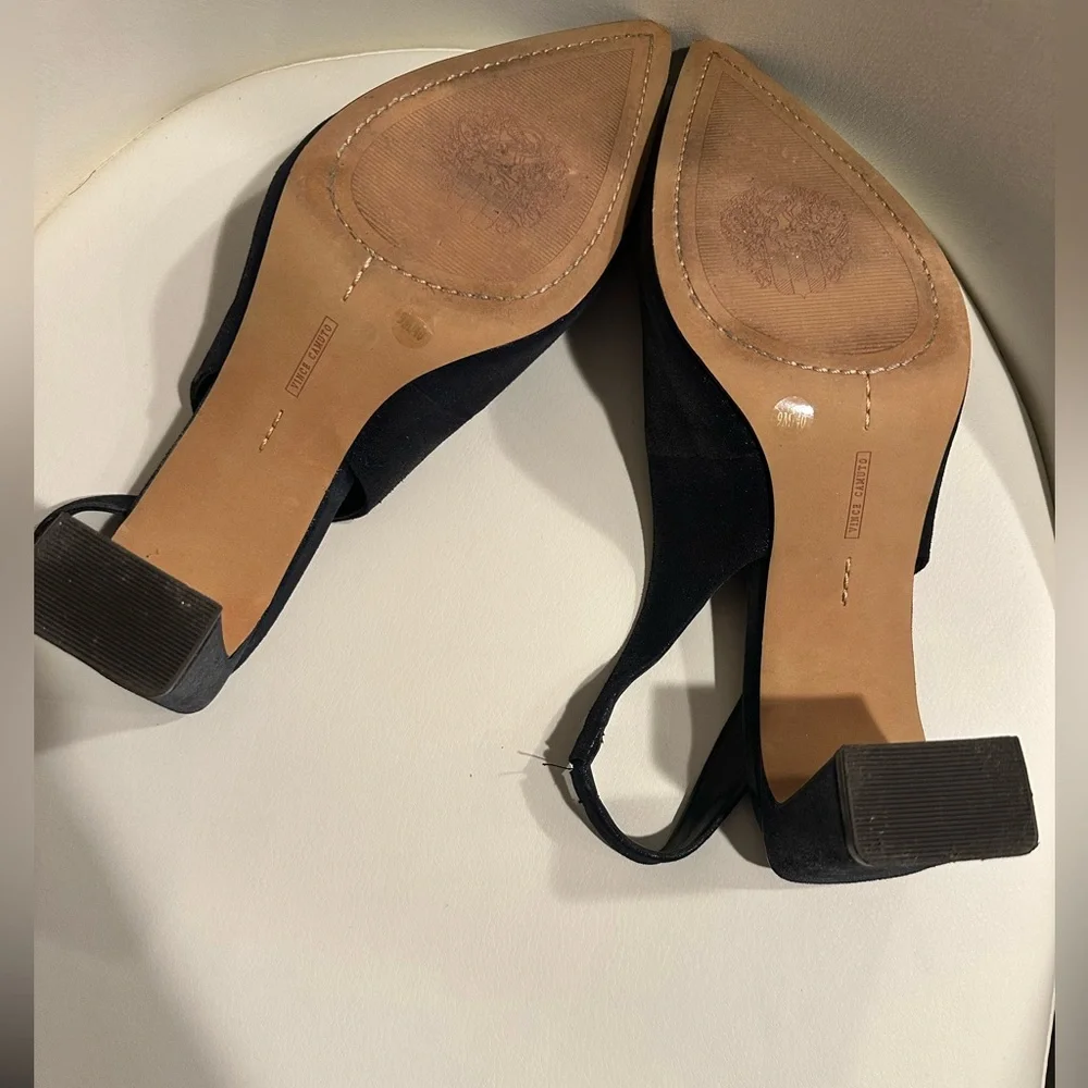 Vince Camuto Gilded Navy Slingback Heels